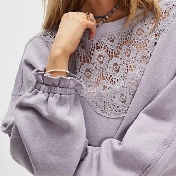 Free People Belle Sweatshirt Crew Neck Oversized Pullover Dress M - Picture 2 of 7